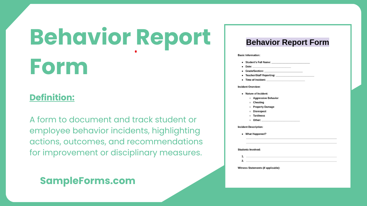 behavior report form