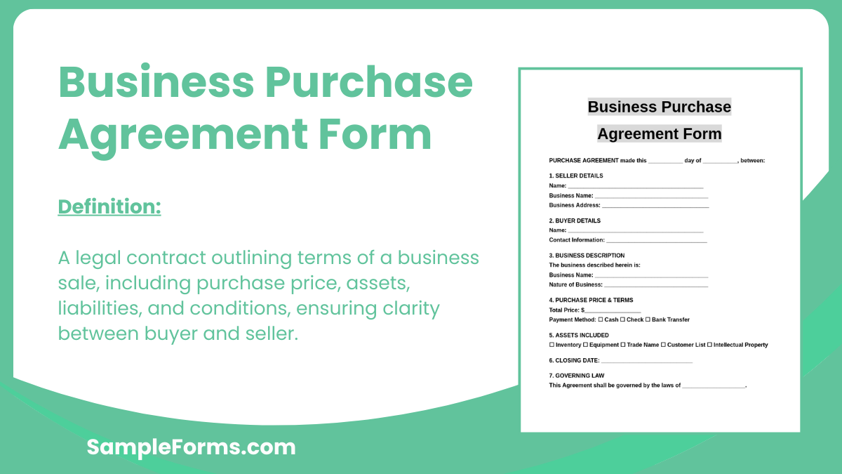 business purchase agreement form