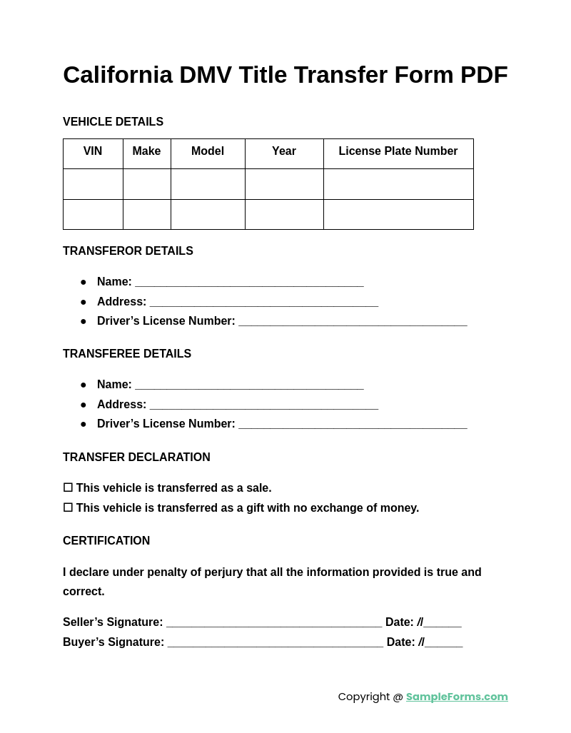 california dmv title transfer form pdf