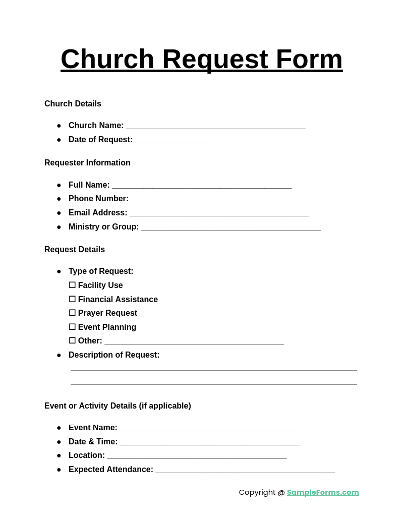 church request form