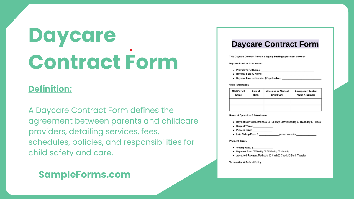 daycare contract form