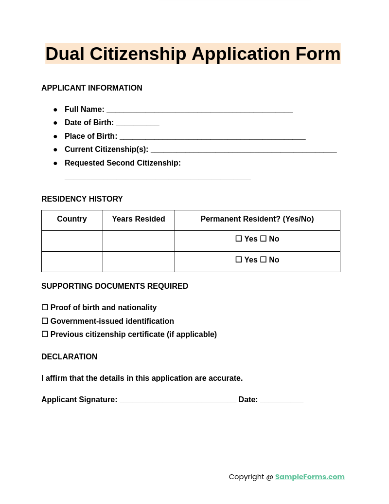 dual citizenship application form