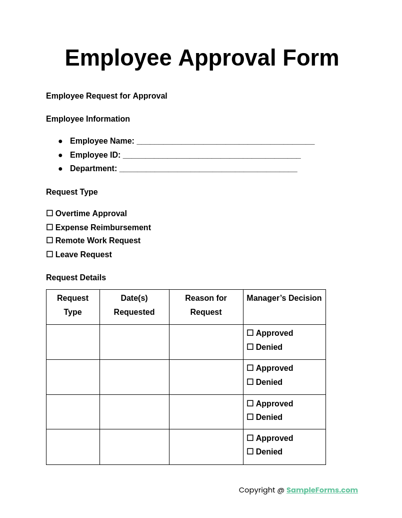 employee approval form