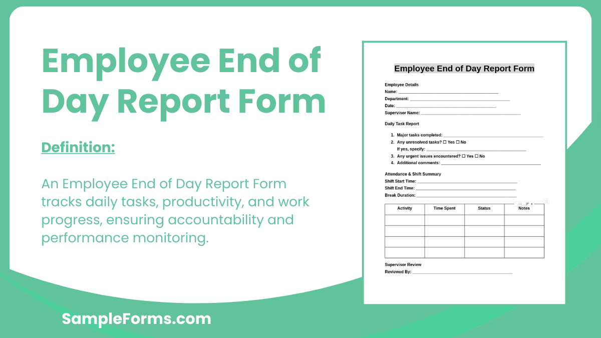 employee end of day report form