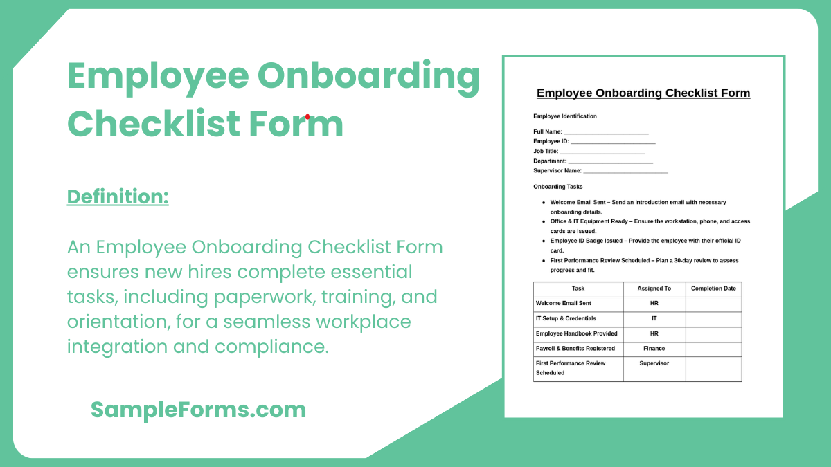 employee onboarding checklist form