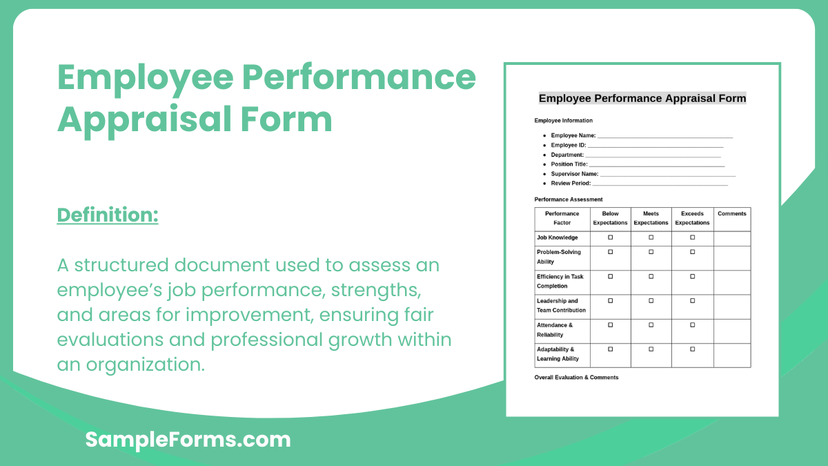 employee performance appraisal form