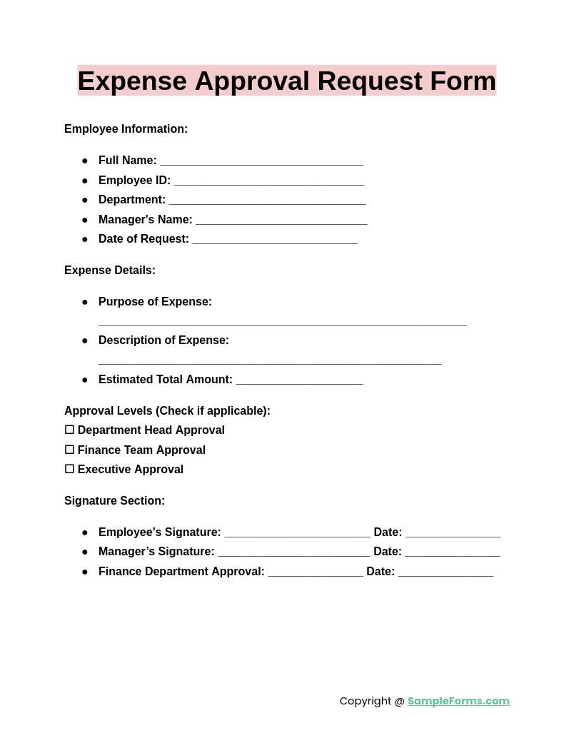 expense approval request form