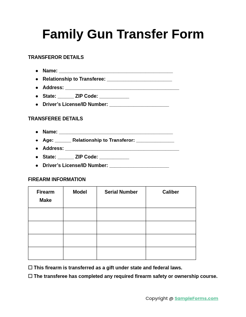 family gun transfer form