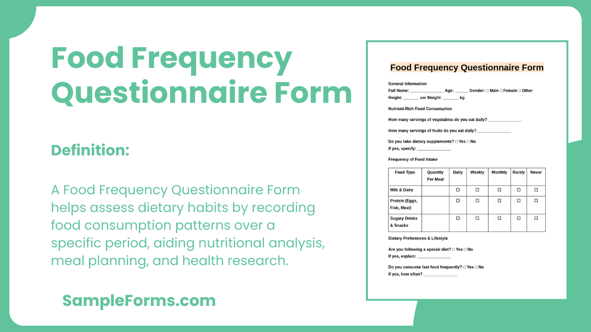 food frequency questionnaire form