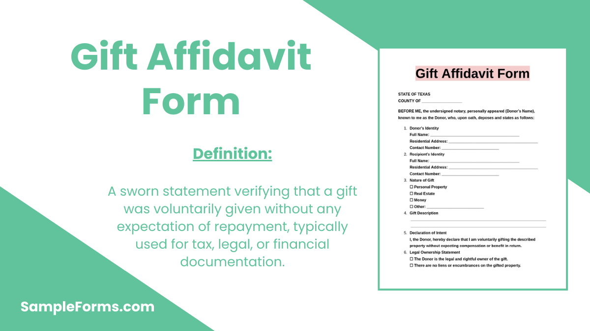 gift affidavit form