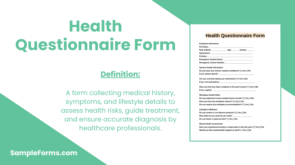 health questionnaire form