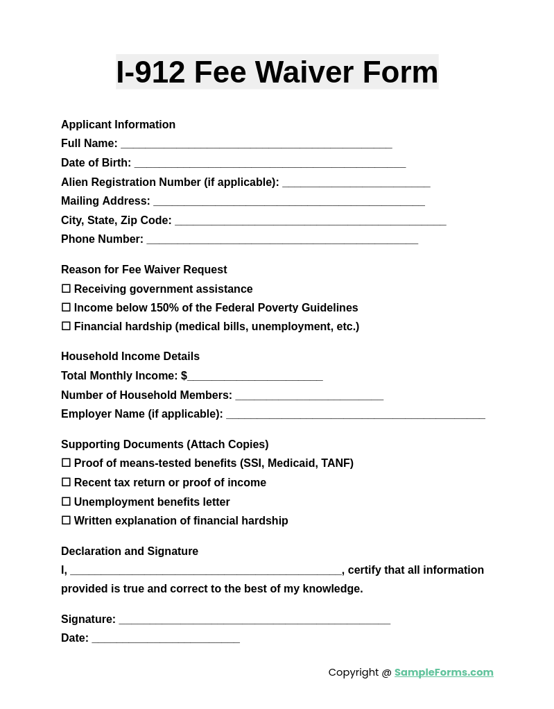 i 912 fee waiver form