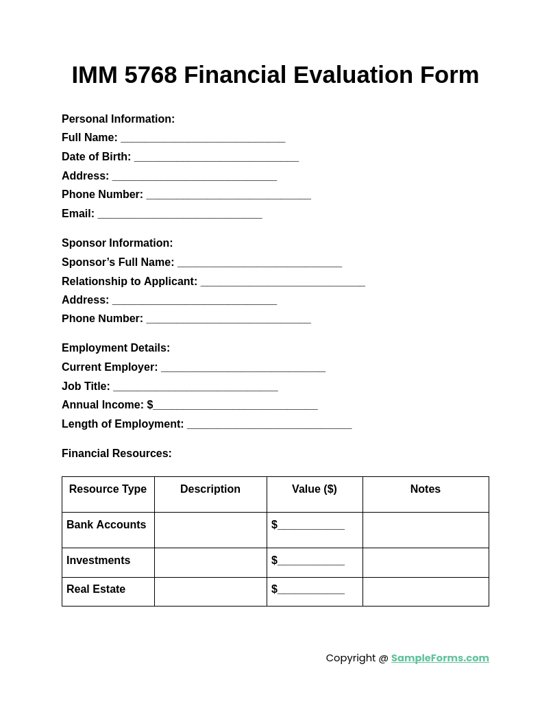 imm 5768 financial evaluation form