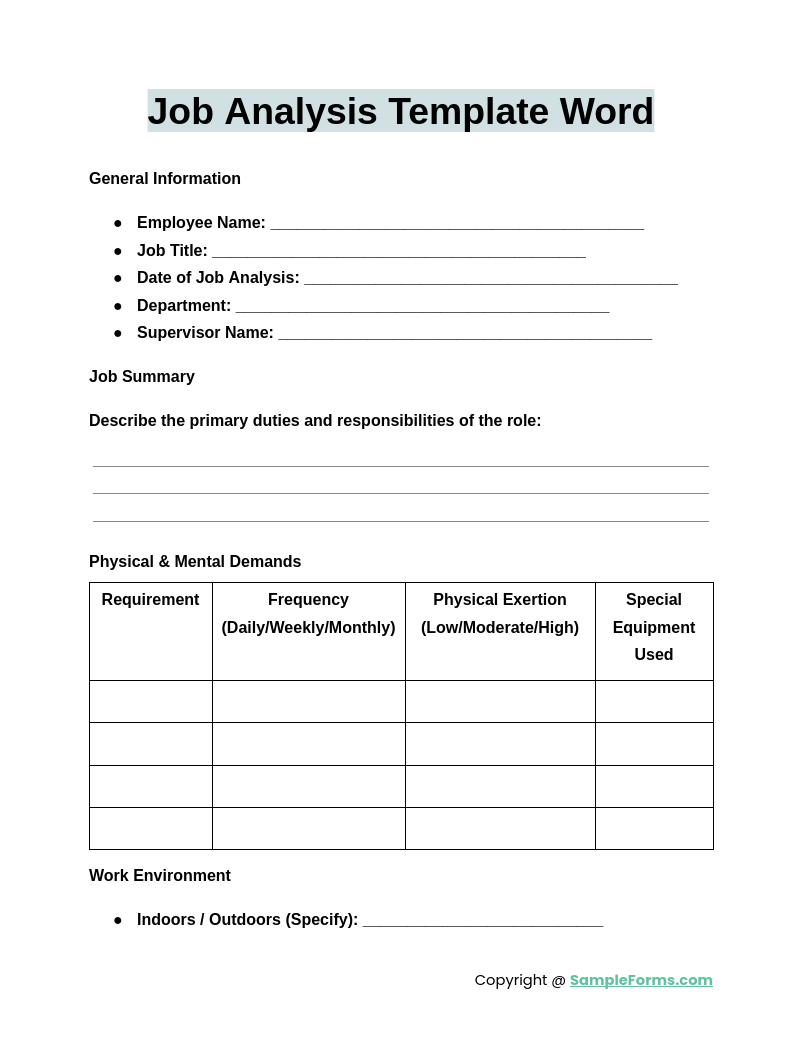FREE 9+ Job Analysis Form Samples, PDF, MS Word, Google Docs, Excel