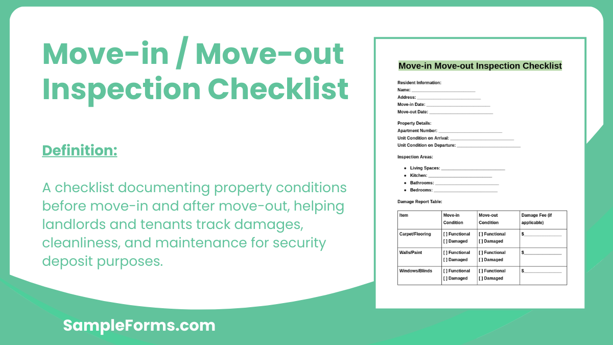 move in move out inspection checklist