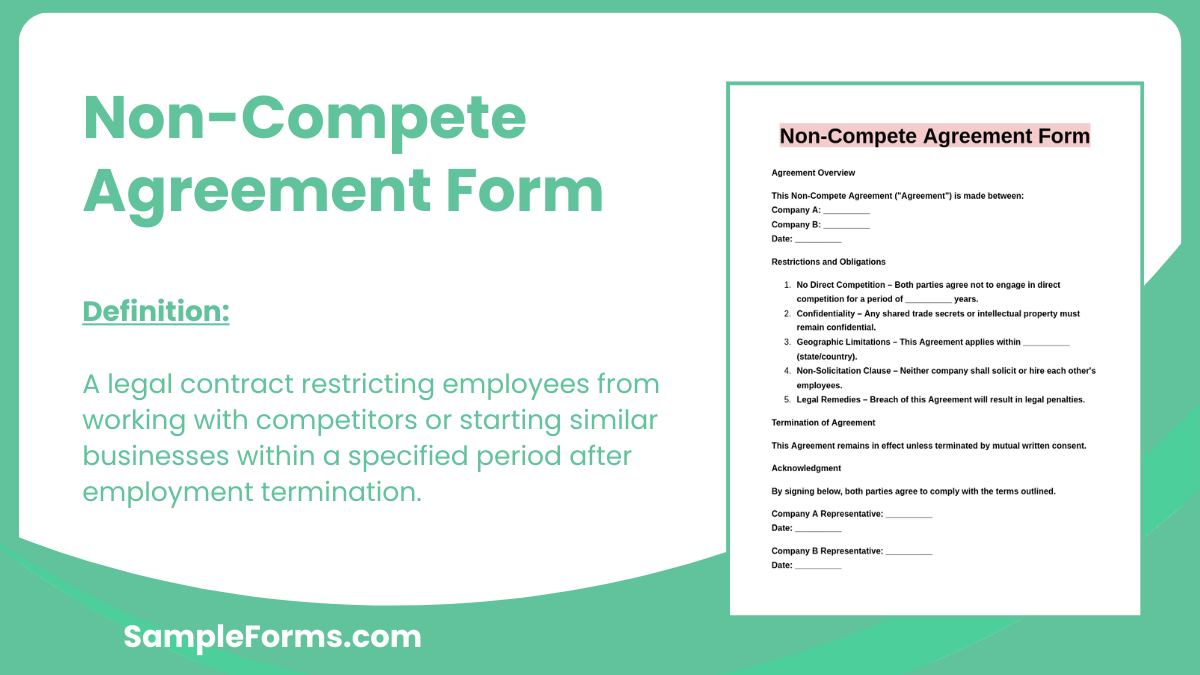 non compete agreement form