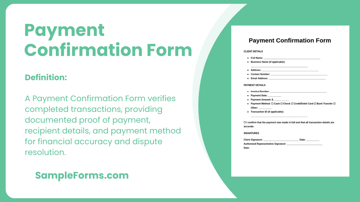 payment confirmation form