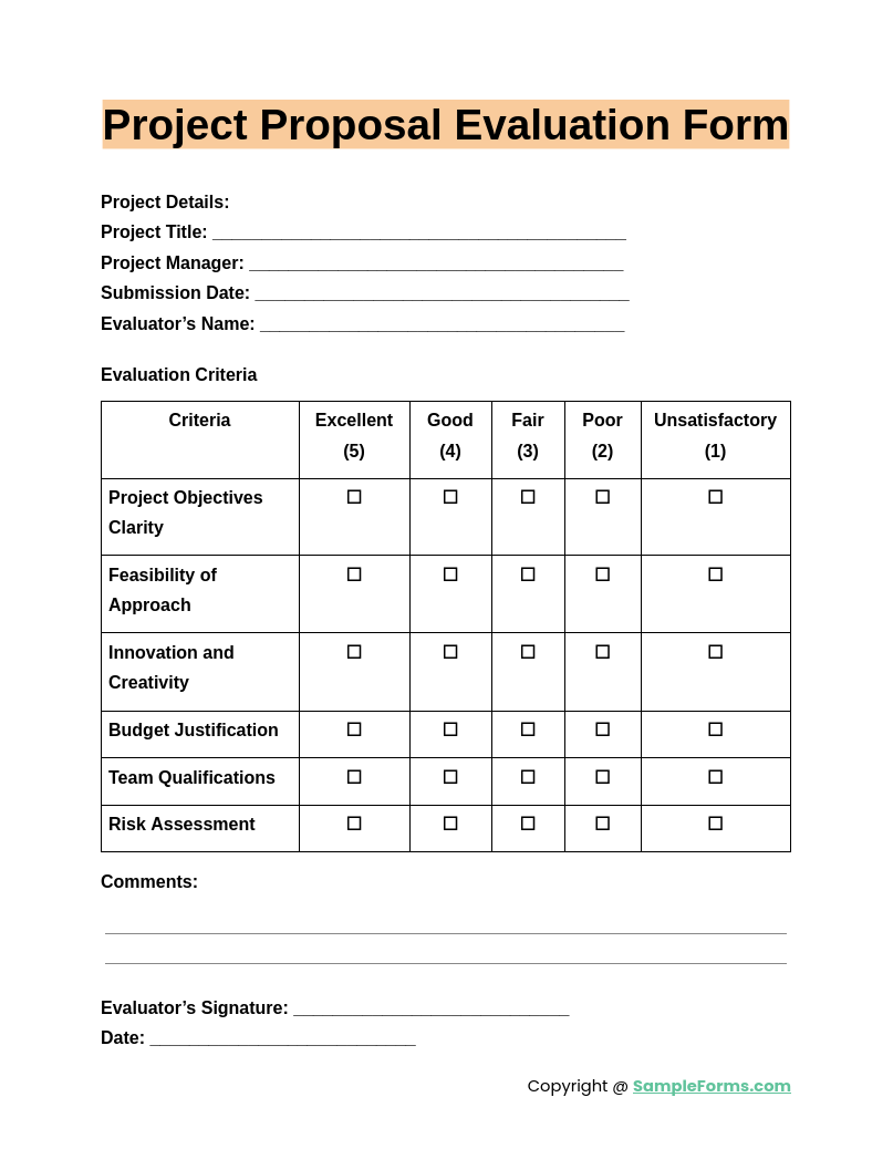 project proposal evaluation form