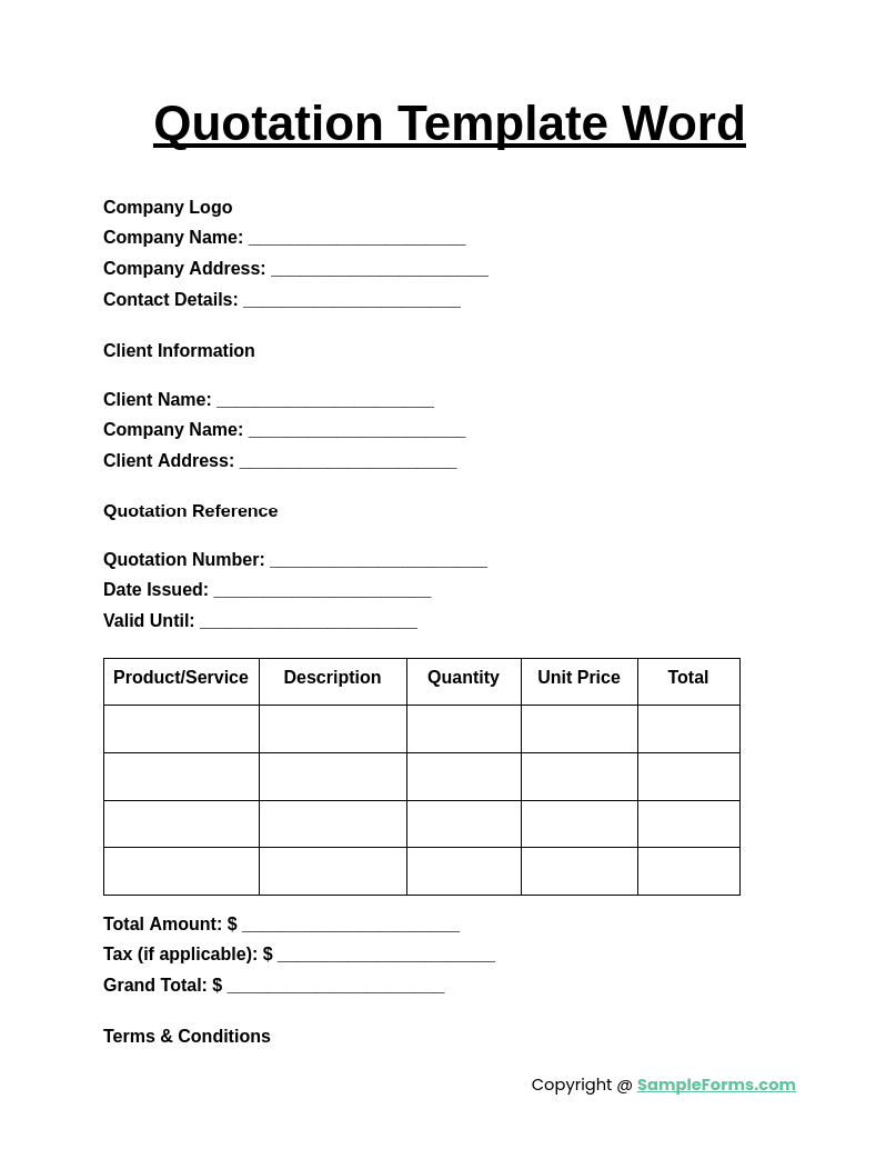 quotation template word