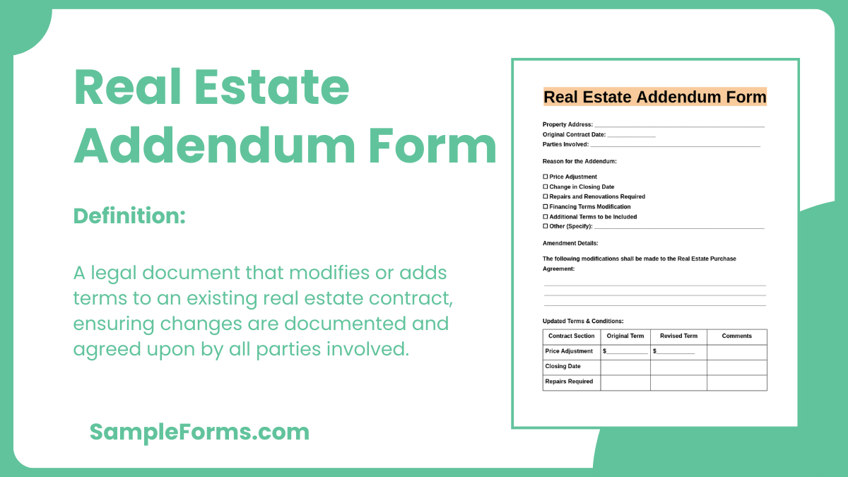 real estate addendum form