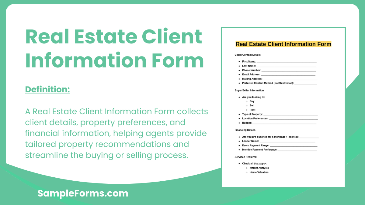 real estate client information form