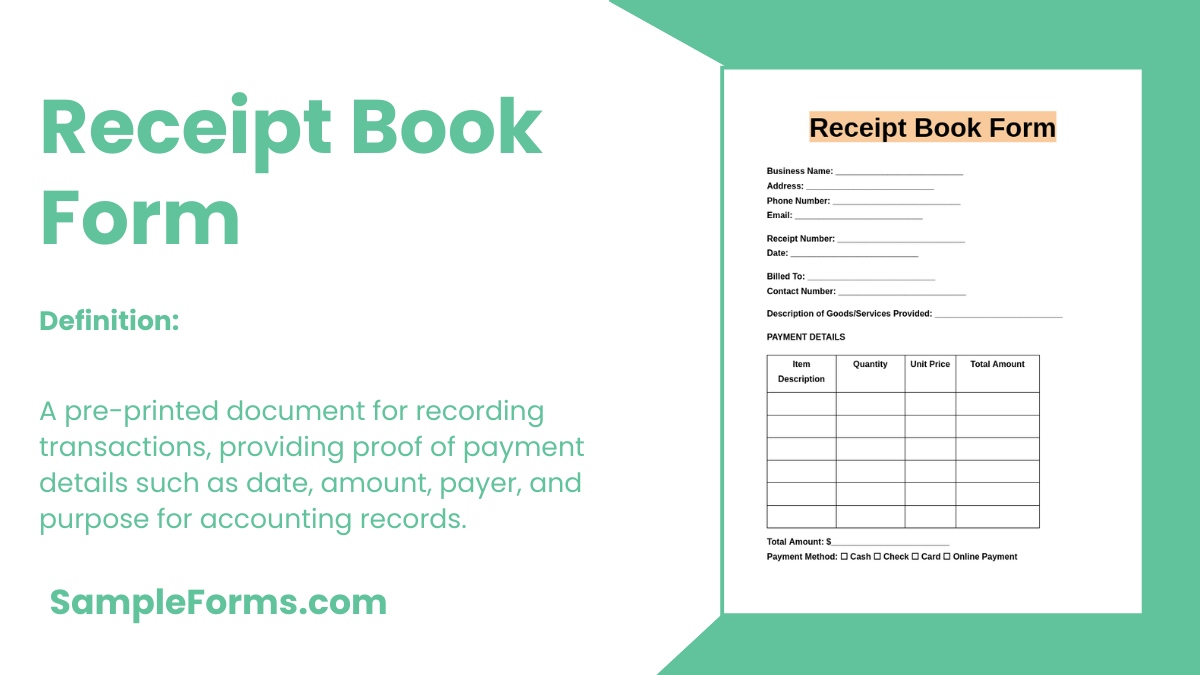 receipt book form