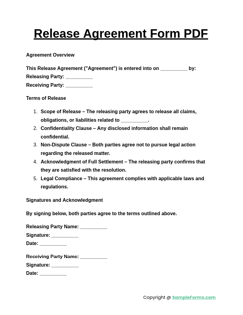 release agreement form pdf