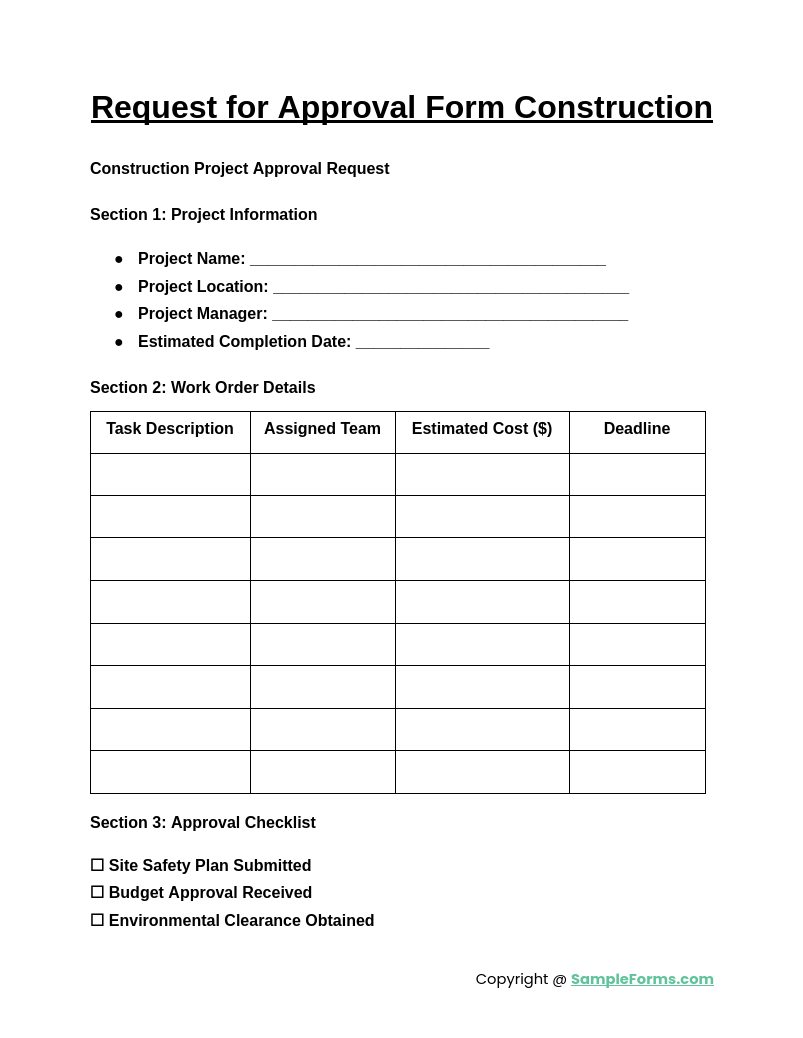 request for approval form construction