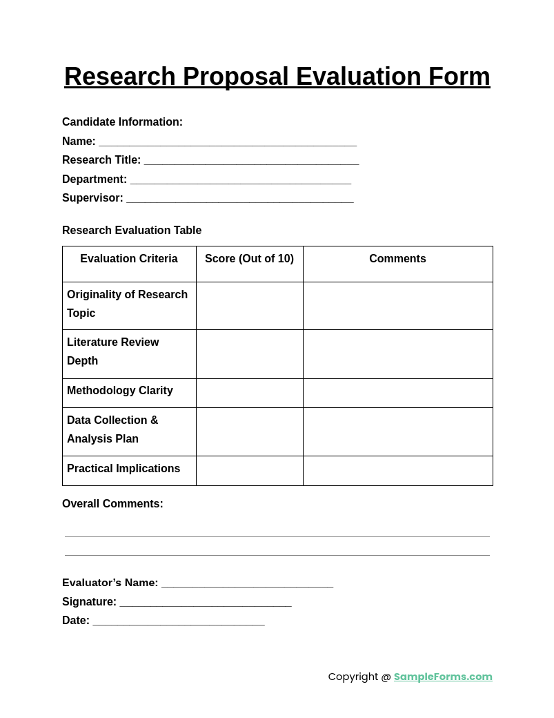 research proposal evaluation form