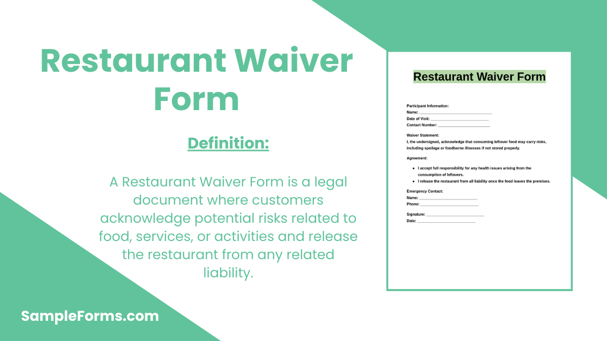 restaurant waiver form