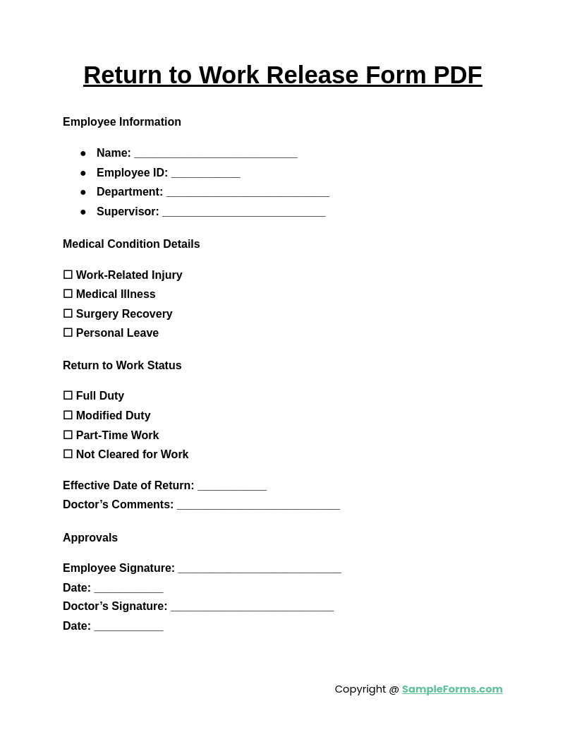 return to work release form pdf