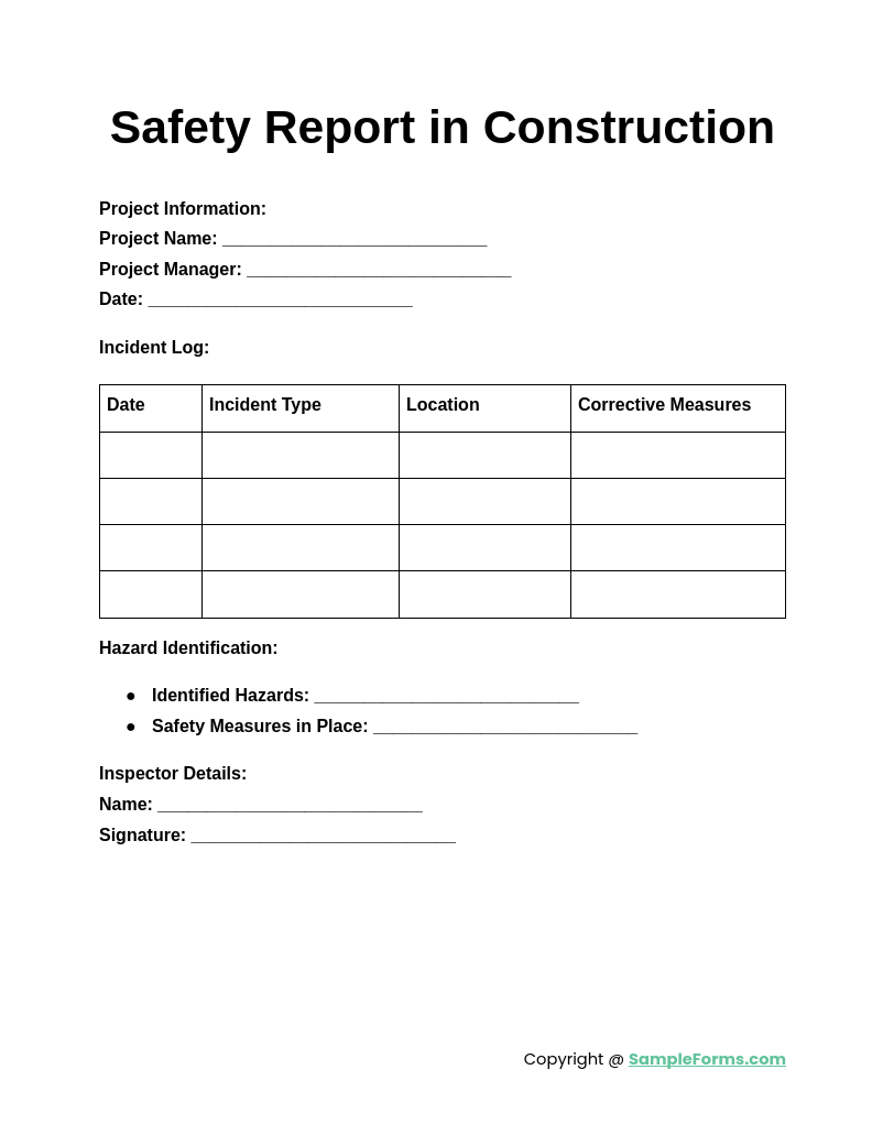 safety report in construction