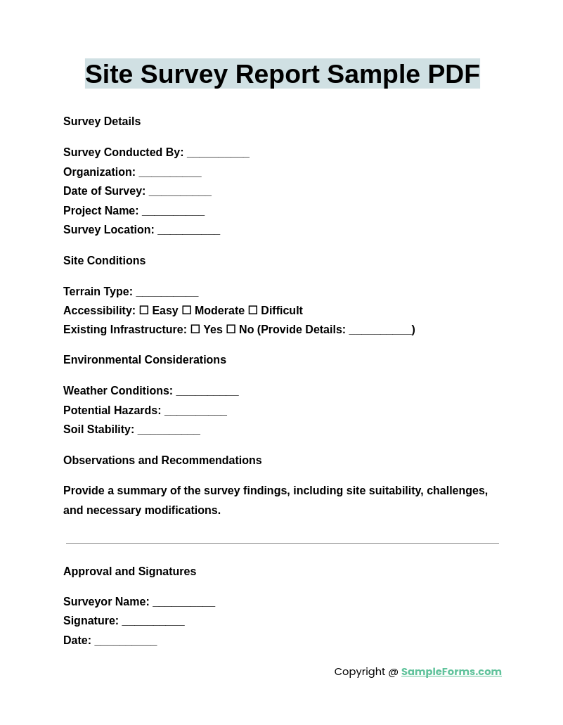 site survey report sample pdf