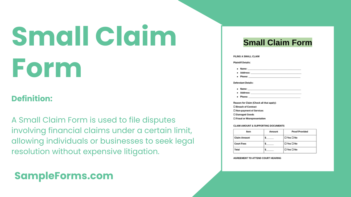 small claim form