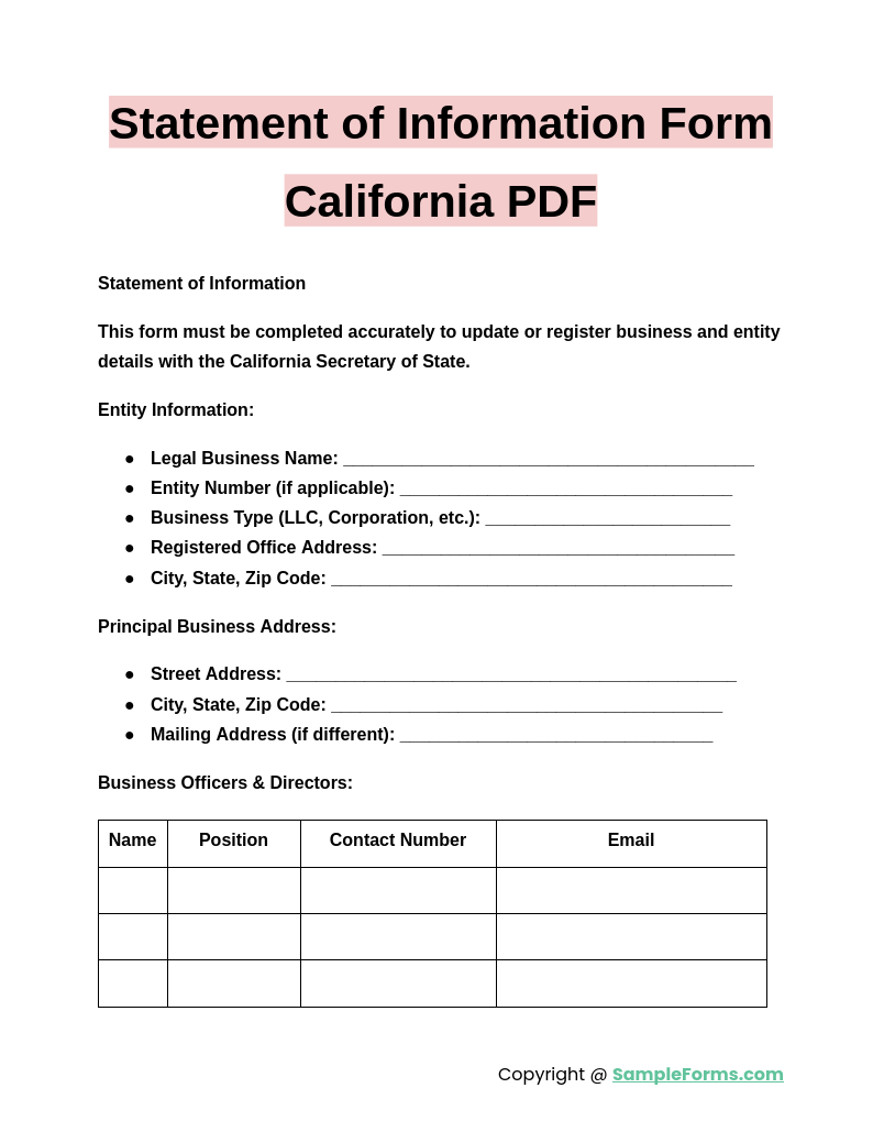 statement of information form california pdf