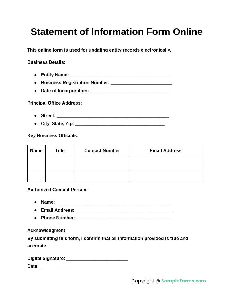 FREE 13+ Statement of Information Form Samples, PDF, MS Word, Google Docs