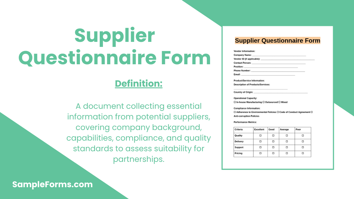 supplier questionnaire form