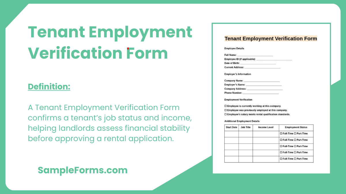 tenant employment verification form