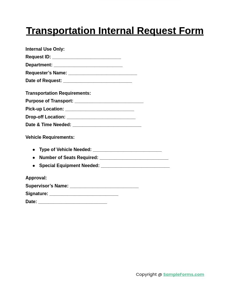 transportation internal request form