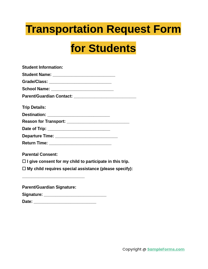 FREE 36+ Transportation Request Form Samples, PDF, MS Word, Google Docs ...
