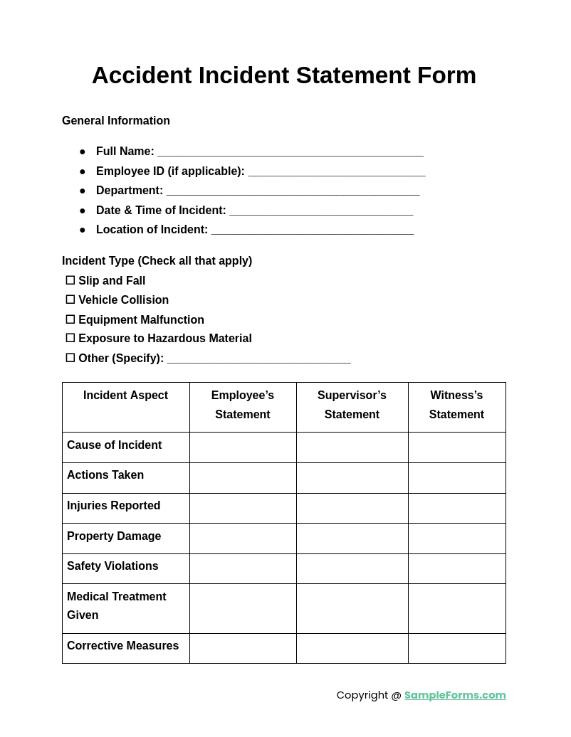 Cnc Crash Form.pdf FREE 9+ Accident Statement Form Samples, PDF, MS Word, Google Docs