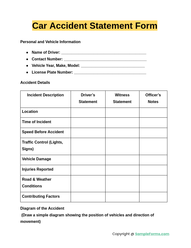 car accident statement form