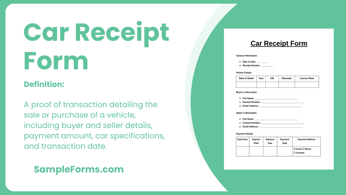 car receipt form