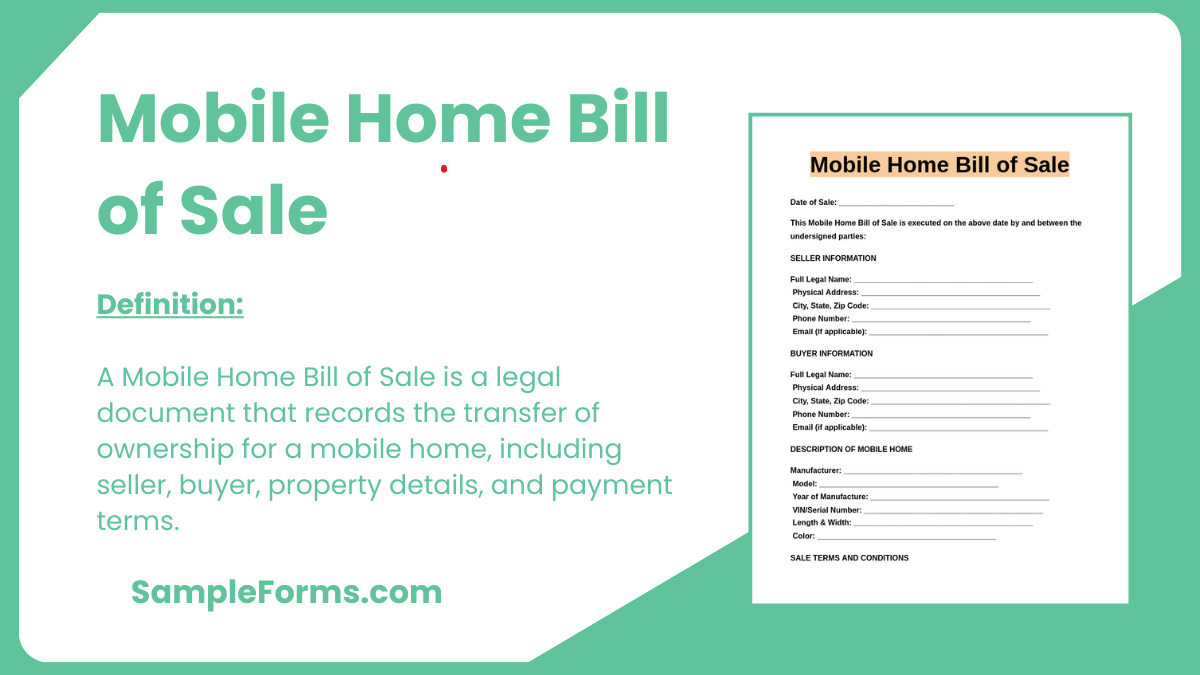 mobile home bill of sale