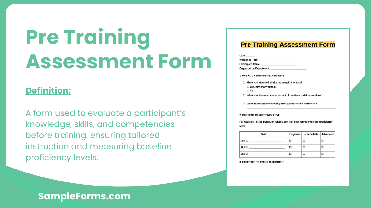 pre training assessment form