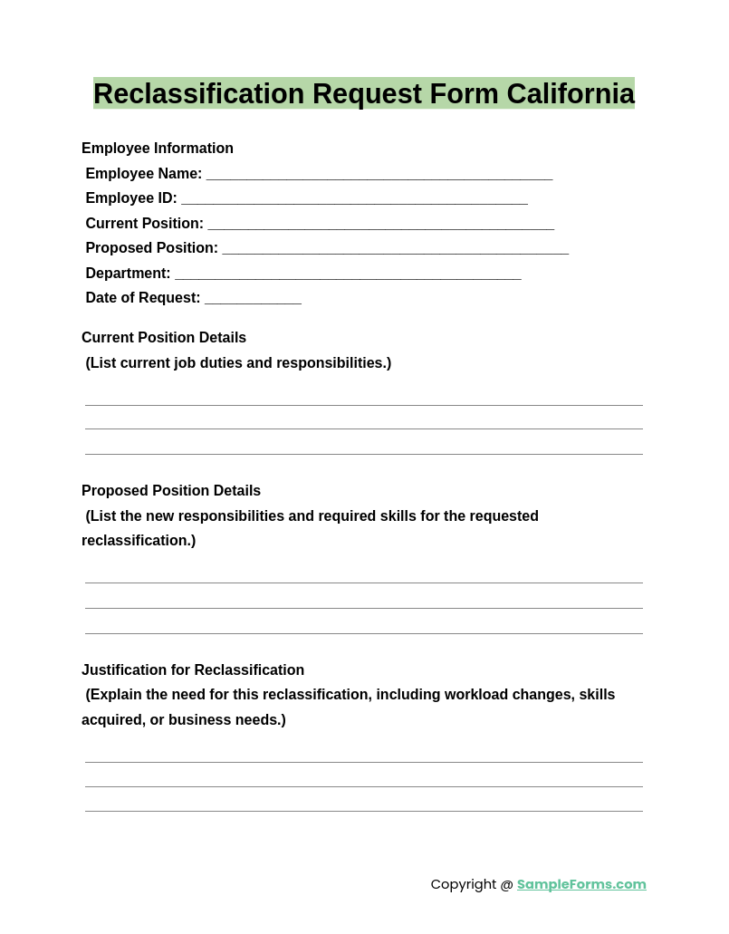 reclassification request form california