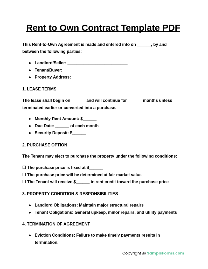 rent to own contract template pdf