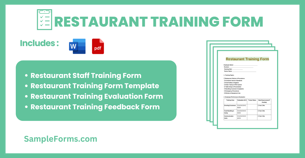 FREE 11+ Restaurant Training Form Samples, PDF, MS Word, Google Docs