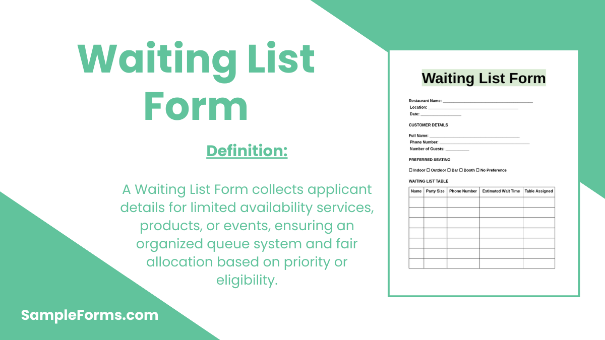 waiting list form