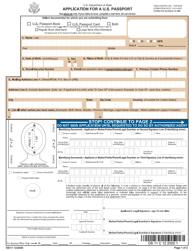 Passport Application DS-11